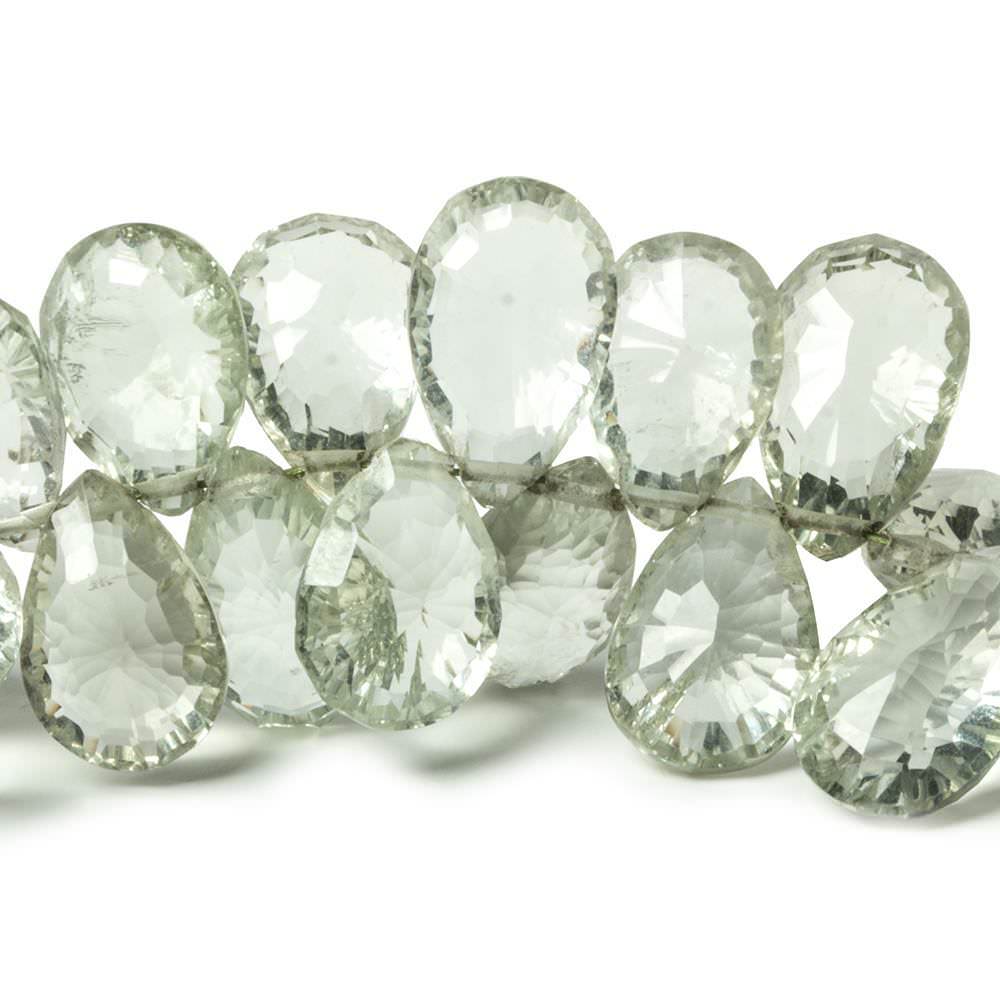 11x7-14x8mm Prasiolite Concave Faceted Pear Beads 8 inch 64 pieces AAA