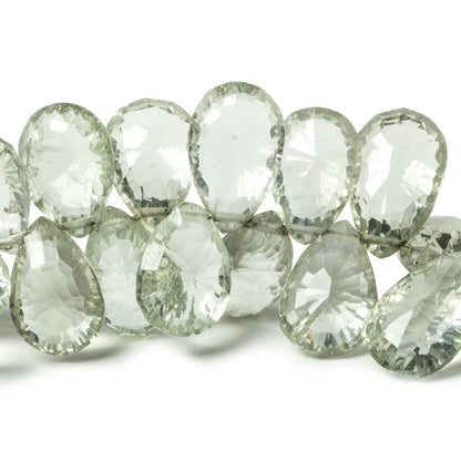 11x7-14x8mm Prasiolite Concave Faceted Pear Beads 8 inch 64 pieces AAA