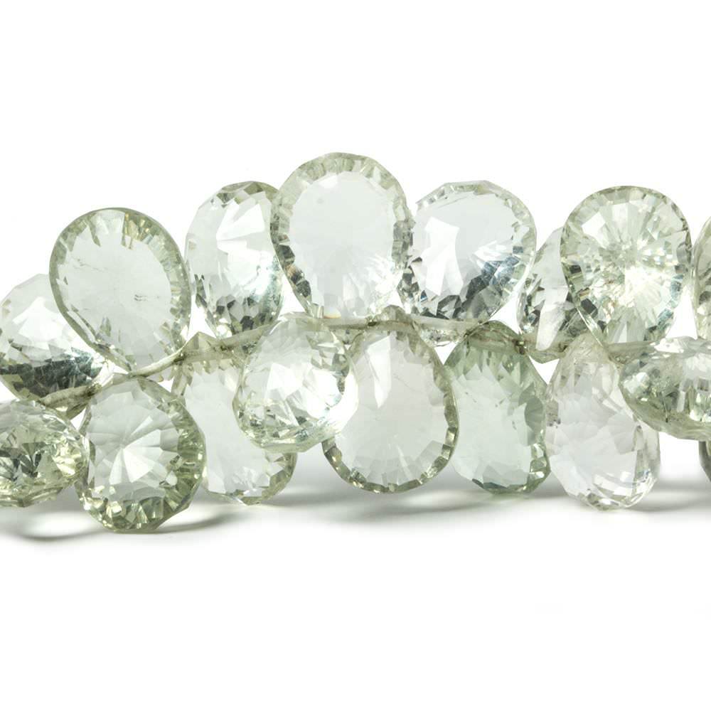11x7-15x10mm Prasiolite Concave Faceted Pear Beads 8 inch 61 pieces AAA