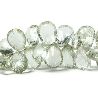 11x7-15x10mm Prasiolite Concave Faceted Pear Beads 8 inch 61 pieces AAA