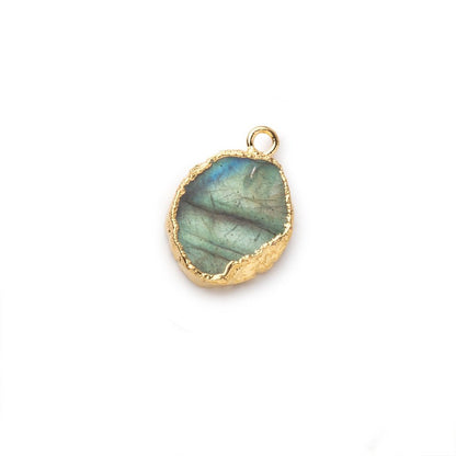 12x10-15x13mm Gold Leafed Labradorite Oval Slice Focal Pendant 1 piece