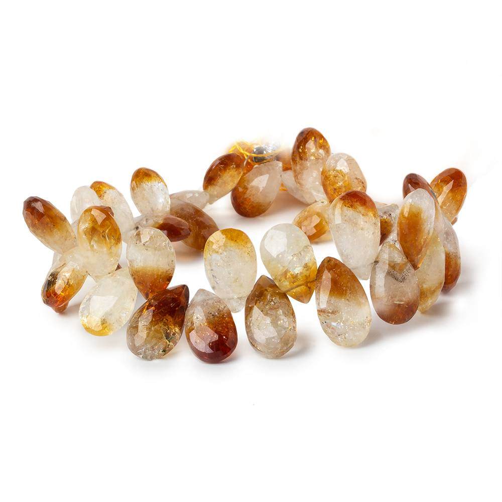 11x8-13x8mm Bi Color Citrine Faceted Pear Beads 8 inch 41 pieces AA Grade