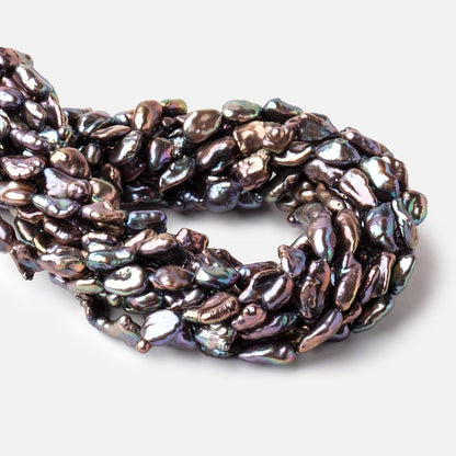 11x8-14x7mm Peacock Keshi Straight Drilled Freshwater Pearls 16 inch 28 Beads