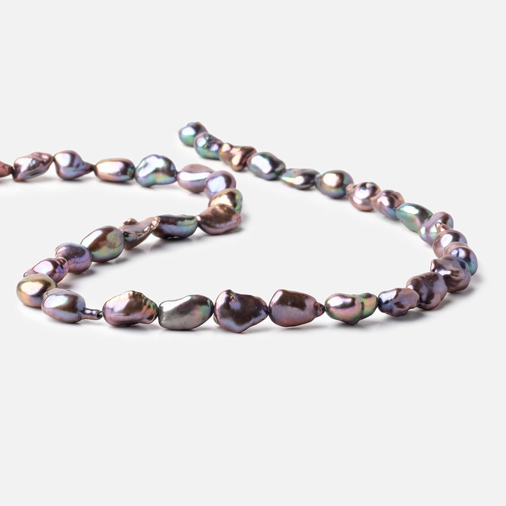 11x8-14x7mm Peacock Keshi Straight Drilled Freshwater Pearls 16 inch 28 Beads