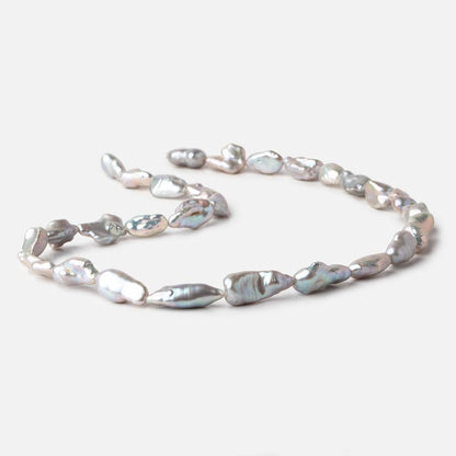 11x8-14x7mm Silver Keshi Straight Drilled Freshwater Pearls 16 inch 28 Beads