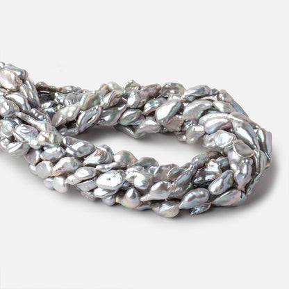 11x8-14x7mm Silver Keshi Straight Drilled Freshwater Pearls 16 inch 28 Beads