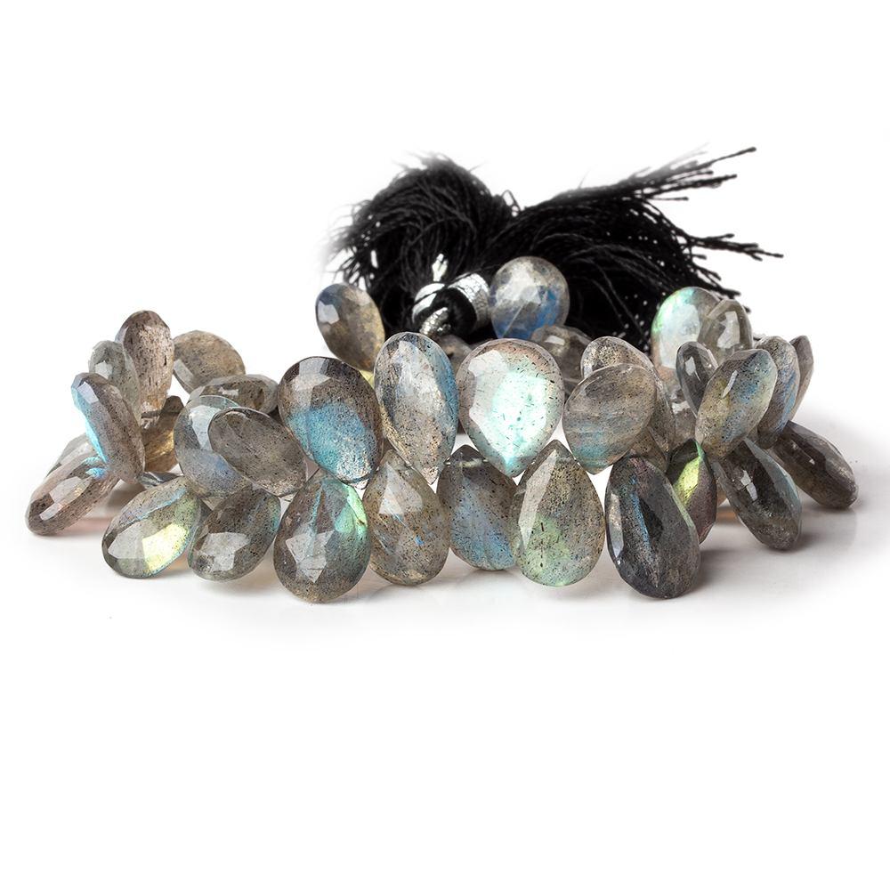 11x8-14x8mm Labradorite Faceted Pear Beads 8 inch 49 pieces