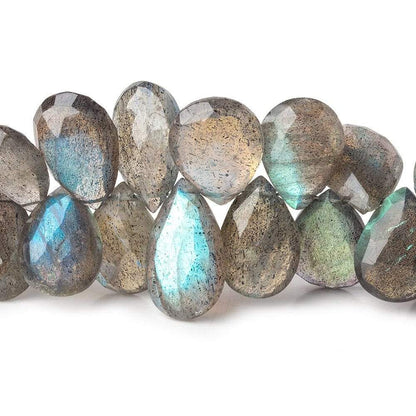 11x8-14x8mm Labradorite Faceted Pear Beads 8 inch 49 pieces