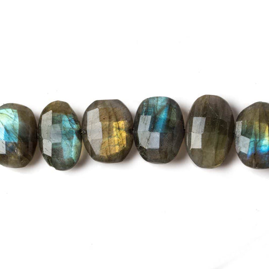 11x8-14x9mm Labradorite side drilled Faceted Cushion beads 6 inch 16 pieces