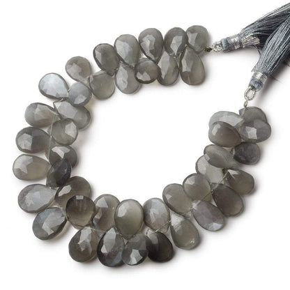 11x8-15x10mm Platinum Grey Moonstone Faceted Pear Beads 7.5 inch 43 pieces A