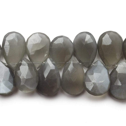 11x8-15x10mm Platinum Grey Moonstone Faceted Pear Beads 7.5 inch 43 pieces A