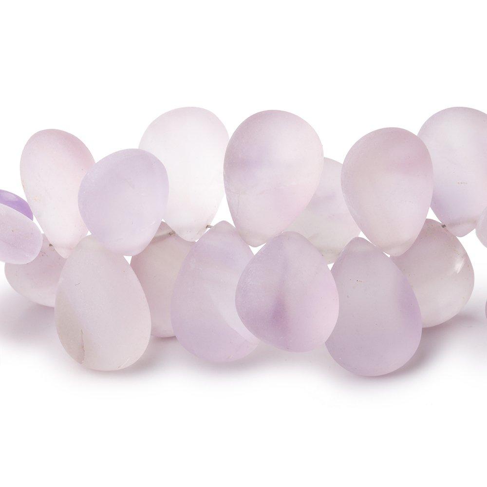 11x8-16x12mm Frosted Pink Amethyst Plain Pear Beads 8 inch 53 pieces