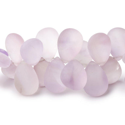 11x8-16x12mm Frosted Pink Amethyst Plain Pear Beads 8 inch 53 pieces