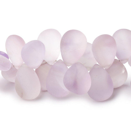11x8-16x12mm Frosted Pink Amethyst Plain Pear Beads 8 inch 53 pieces