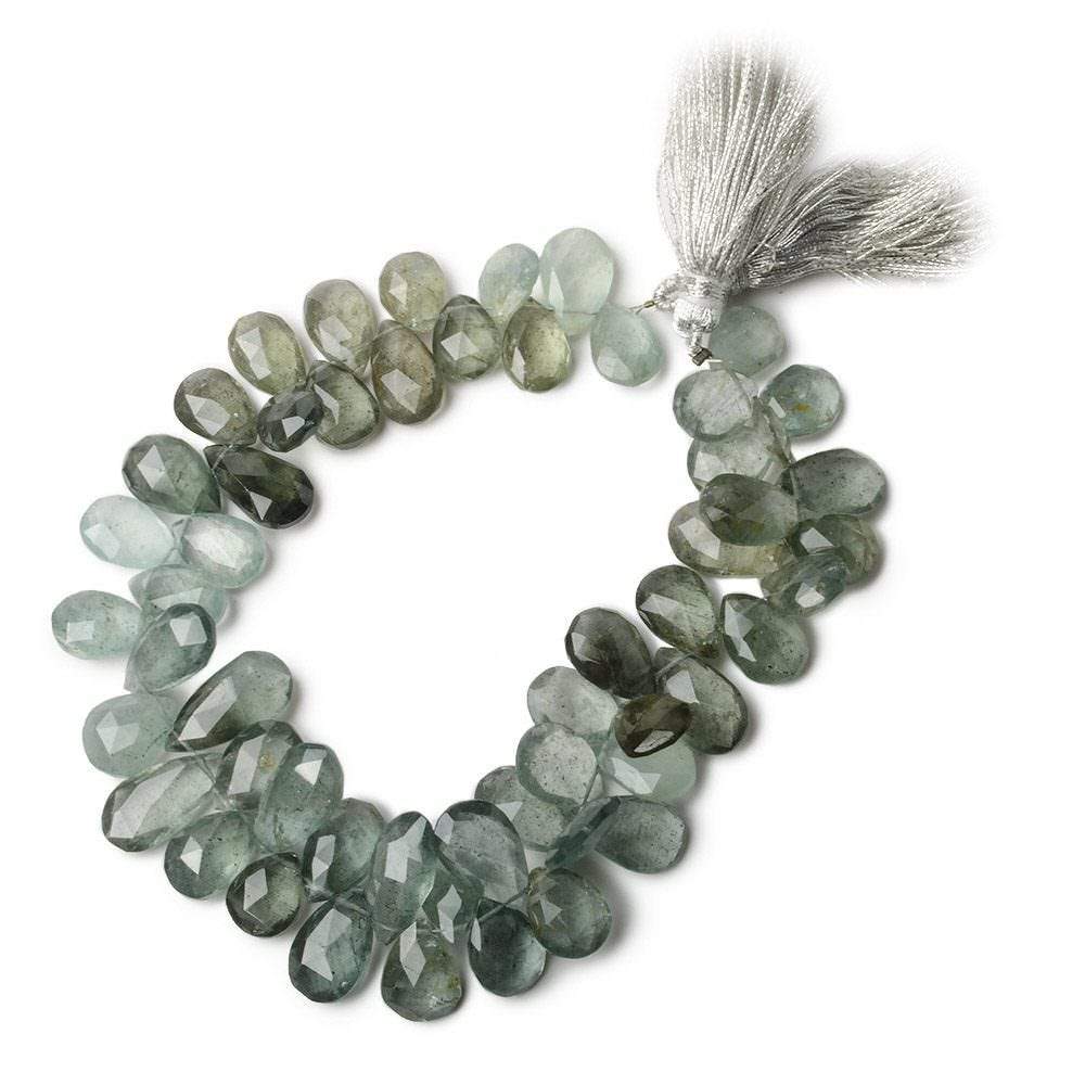 11x8-17x9mm Moss Aquamarine Faceted Pear Beads 8 inch 56 pieces