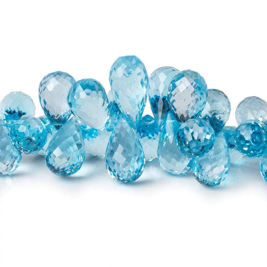 11x8-18x8mm Sky Blue Topaz faceted tear drop beads 8 inch 66 pieces AAA