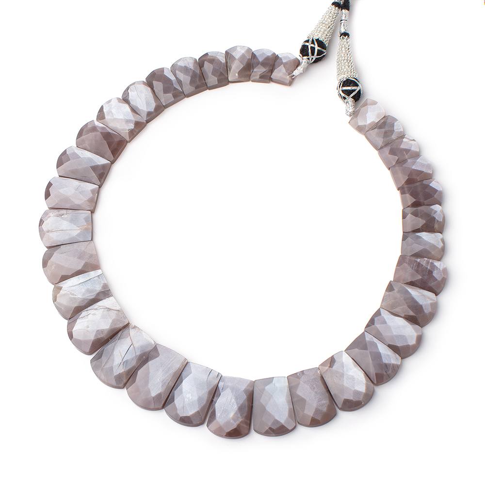 11x8-21x14mm Chocolate Moonstone double drilled faceted collar 33 beads
