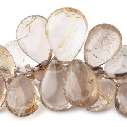 11x8-27x19mm Rutilated Quartz Plain Pear Beads 5 inch 30 pieces AA