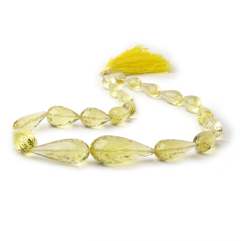 11x8-36x15mm Lemon Quartz Faceted Tear Drops 16 inch 20 Beads AA