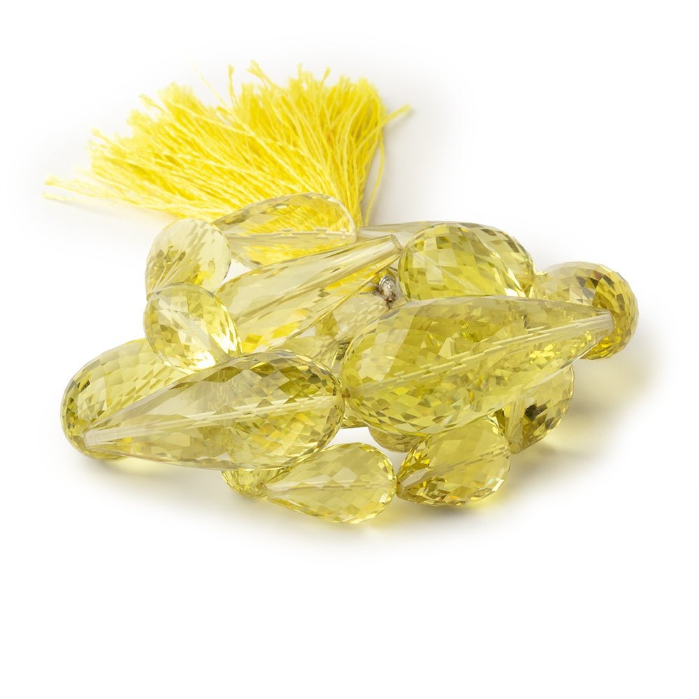 11x8-36x15mm Lemon Quartz Faceted Tear Drops 16 inch 20 Beads AA