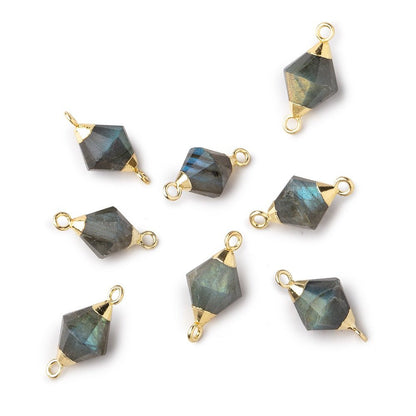 11x8mm Gold Leaf Labradorite Faceted Bi-Cone Connector 1 focal piece