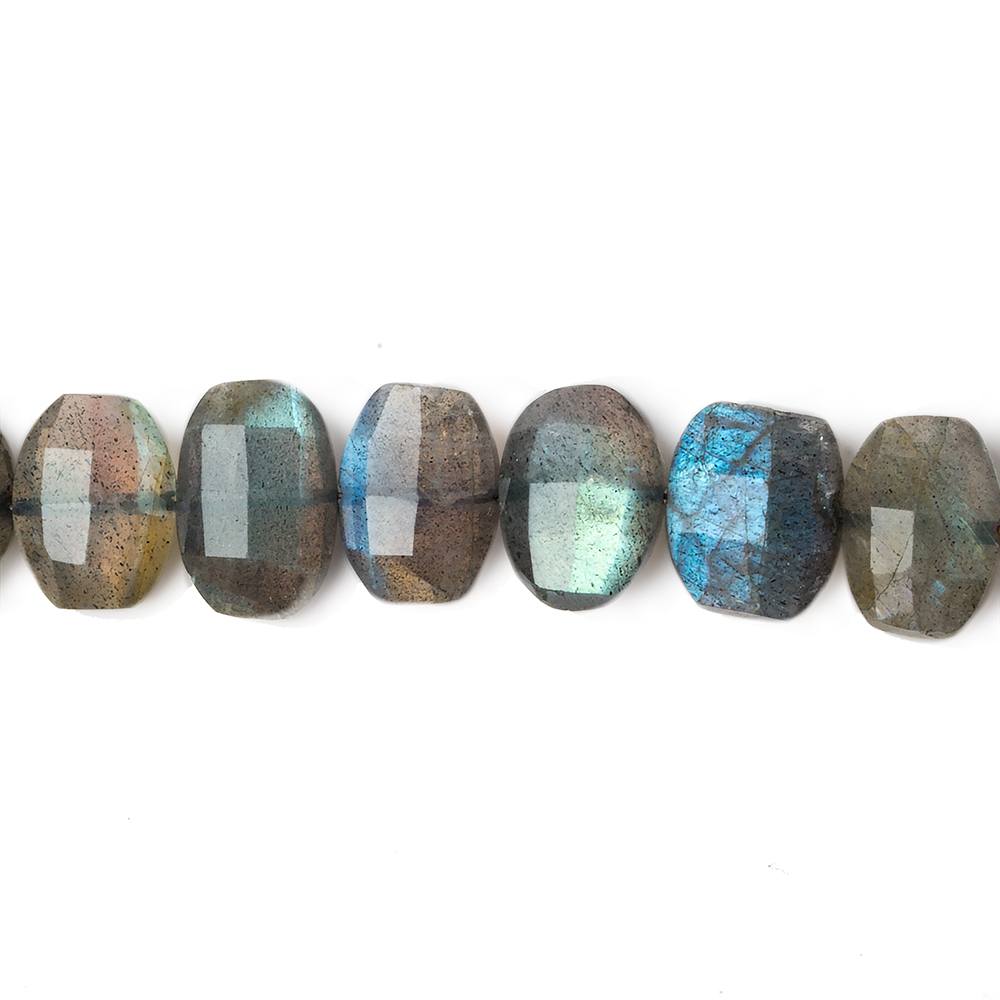 7x10mm Labradorite side drilled Faceted Cushion Beads 6 inch 25 pieces