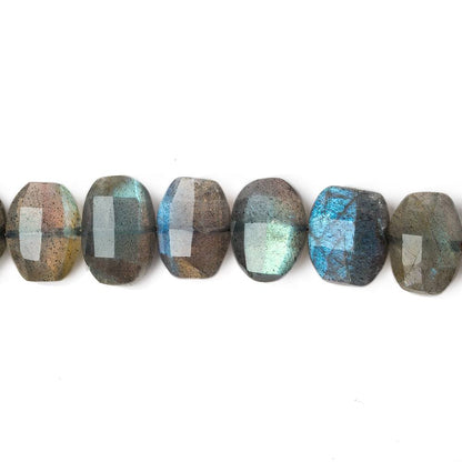 7x10mm Labradorite side drilled Faceted Cushion Beads 6 inch 25 pieces