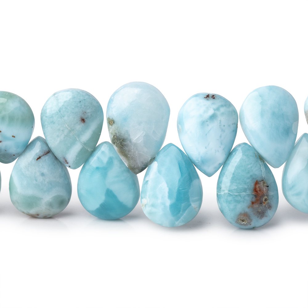 11x8mm Larimar Plain Pear Beads 7.5 inch 39 pieces AA