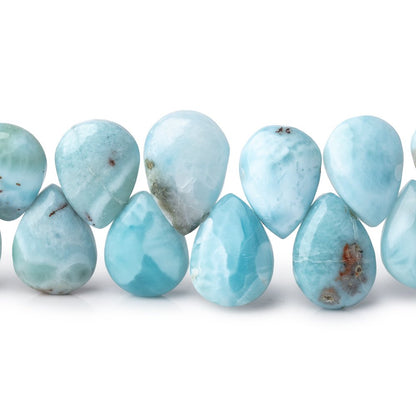11x8mm Larimar Plain Pear Beads 7.5 inch 39 pieces AA