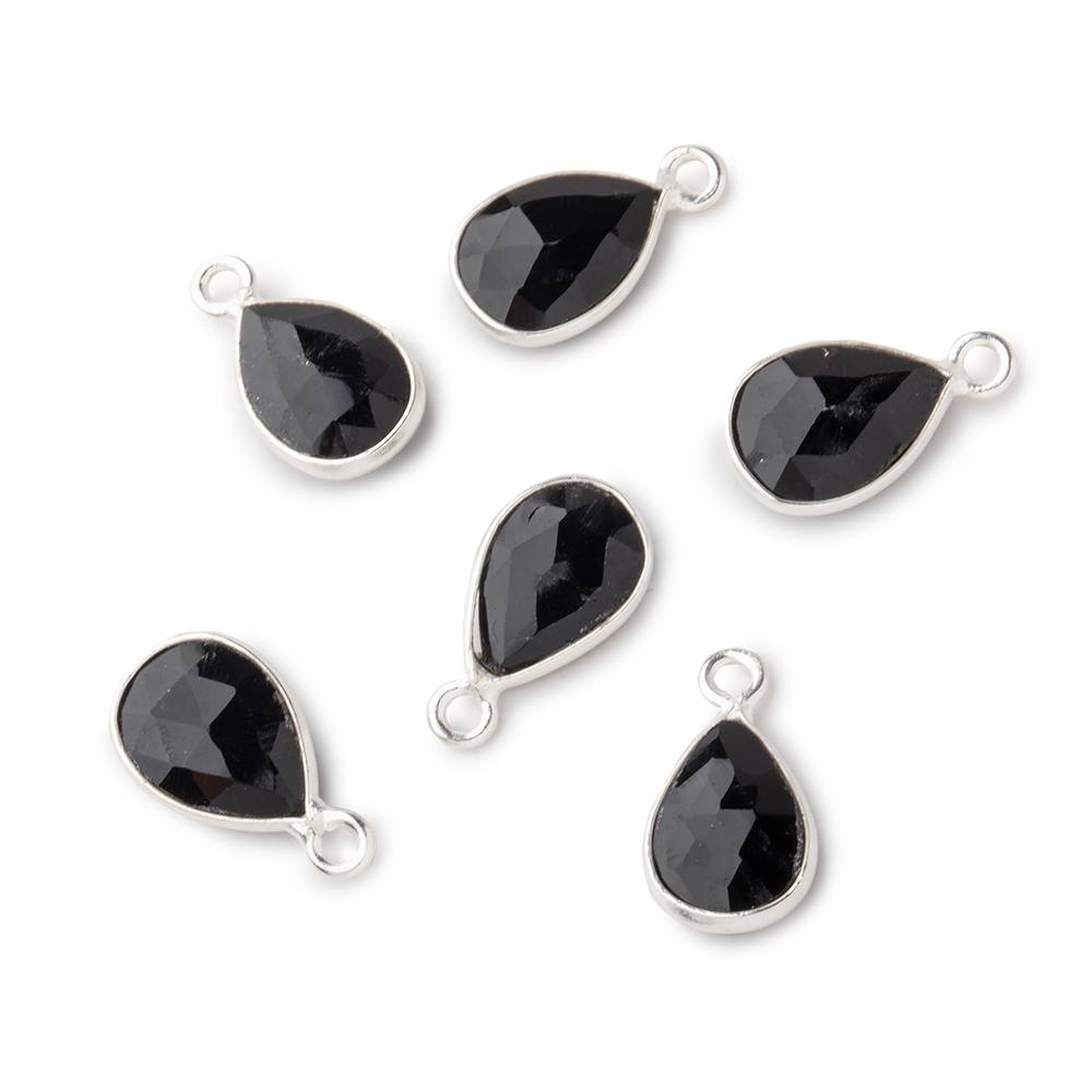 11x8mm Sterling Bezel Black Agate Faceted Pear Pendant 1 Focal piece