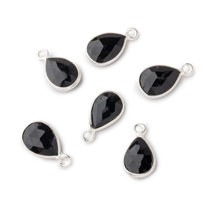 11x8mm Sterling Bezel Black Agate Faceted Pear Pendant 1 Focal piece