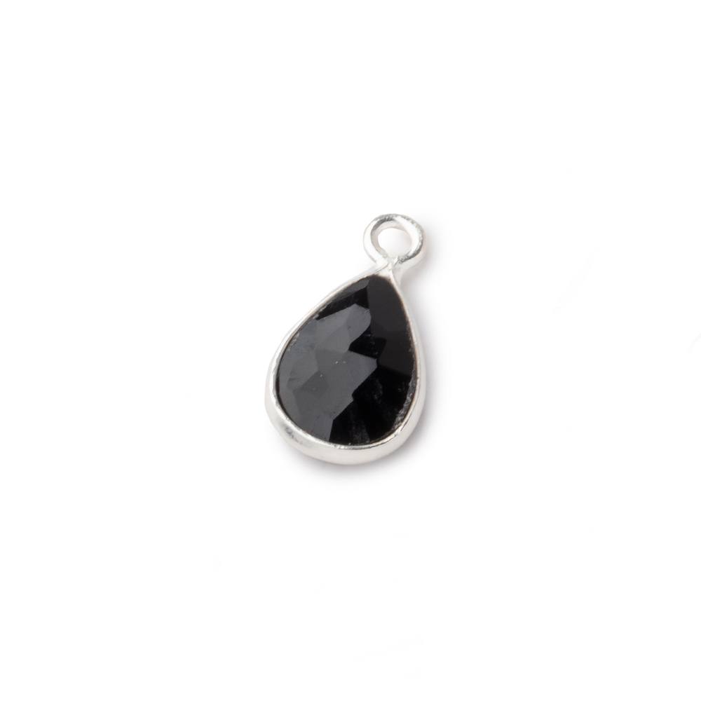11x8mm Sterling Bezel Black Agate Faceted Pear Pendant 1 Focal piece