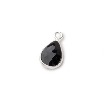 11x8mm Sterling Bezel Black Agate Faceted Pear Pendant 1 Focal piece
