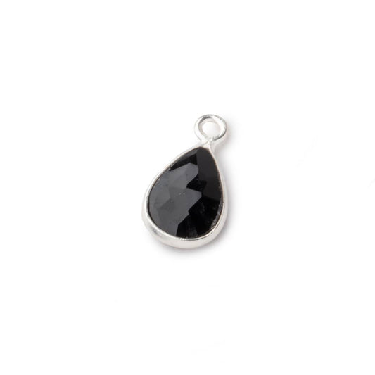 11x8mm Sterling Bezel Black Agate Faceted Pear Pendant 1 Focal piece