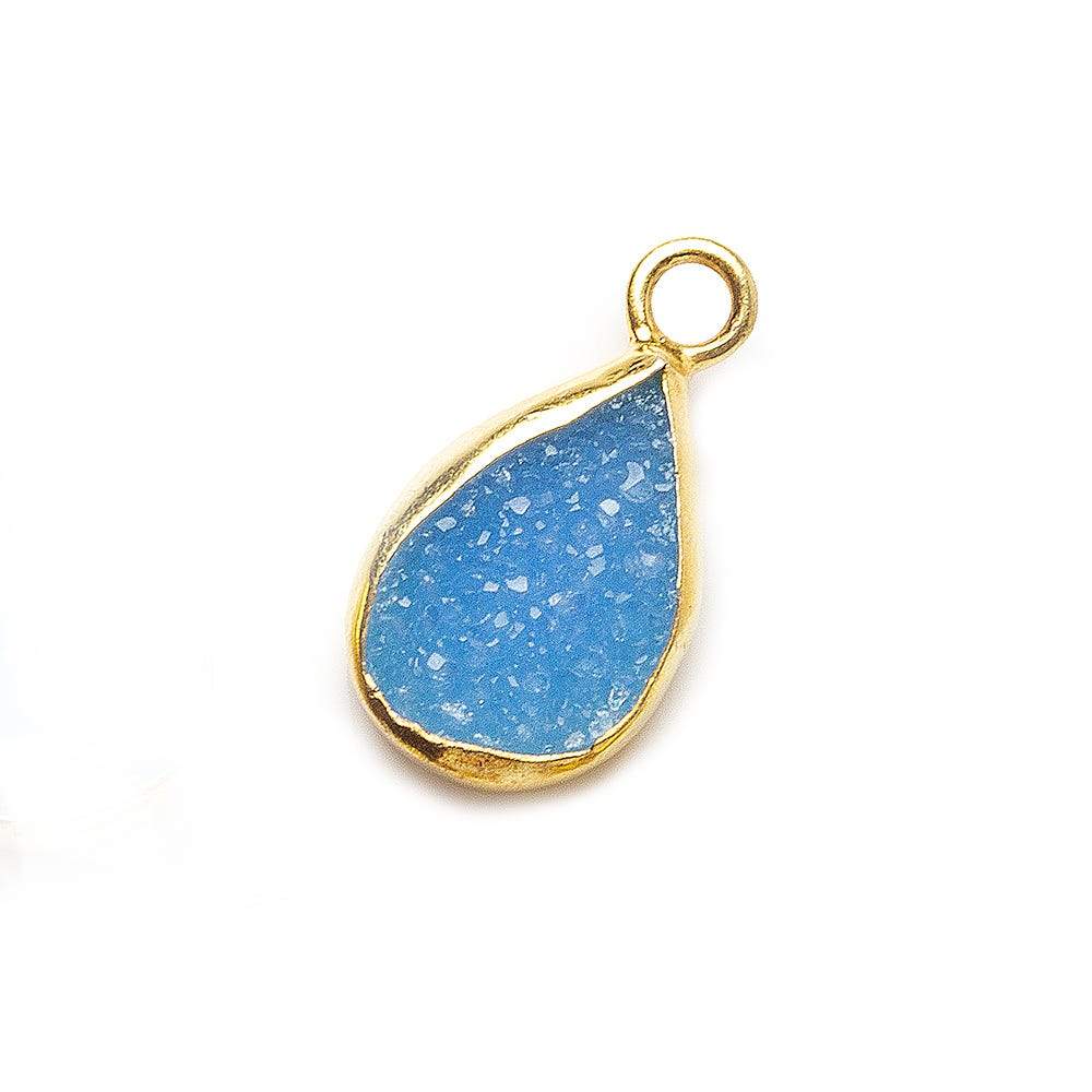 11x8mm Vermeil Bezel Blue Drusy Pear Pendant 1 piece