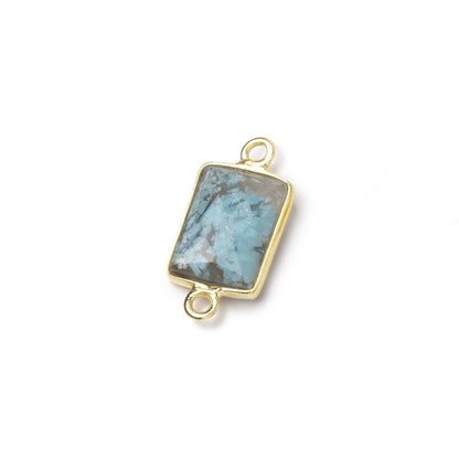 11x8mm Vermeil Bezel Blue Opal Faceted Rectangle 1 Connector