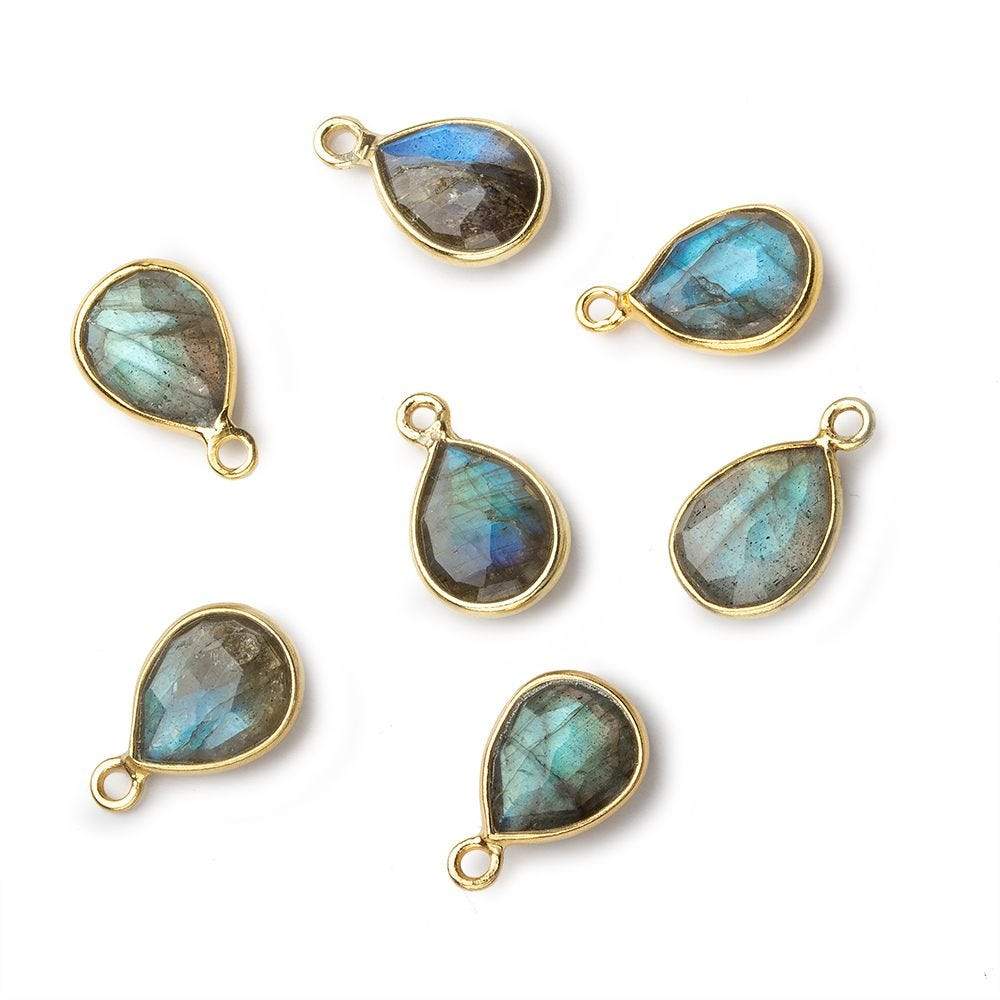 9x12mm Vermeil Bezel Labradorite faceted pear Pendant 1 focal bead