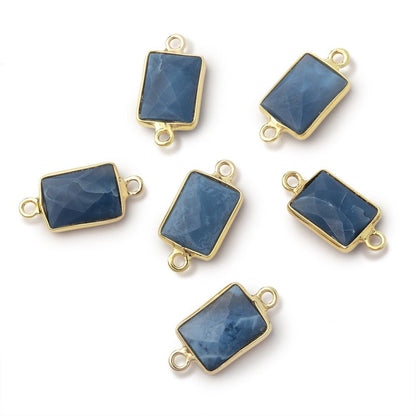 11x8mm Vermeil Bezel Owyhee Blue Opal Faceted Rectangle 1 Connector