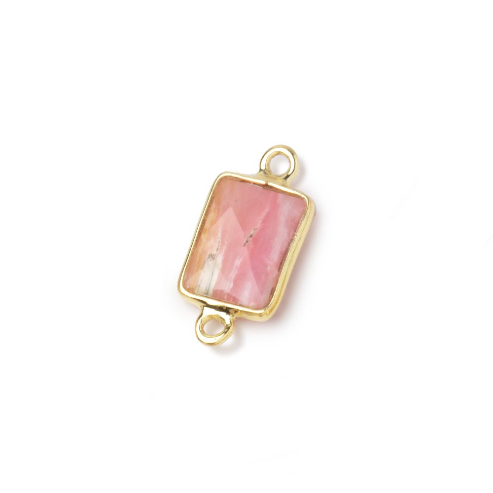 11x8mm Vermeil Bezel Pink Peruvian Opal Faceted Rectangle 1 Connector