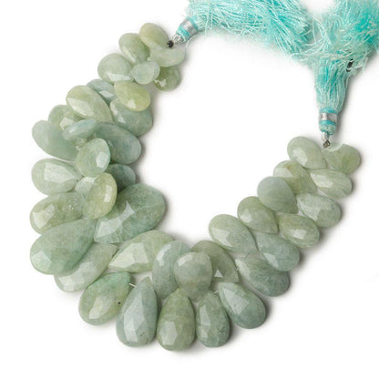 11x8x4-23x15x6mm Milky Aquamarine Pear Briolettes 6.75 inch 39 beads A