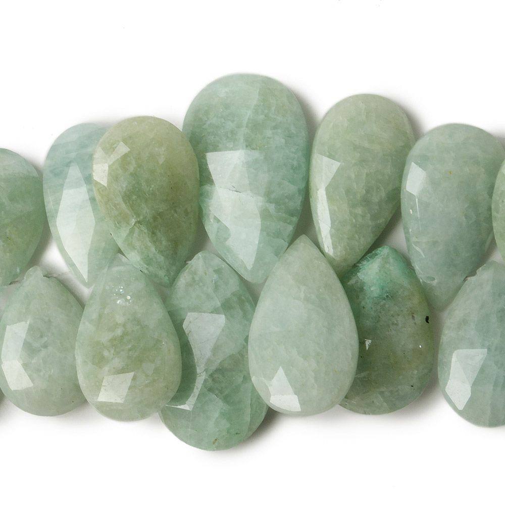 11x8x4-23x15x6mm Milky Aquamarine Pear Briolettes 6.75 inch 39 beads A