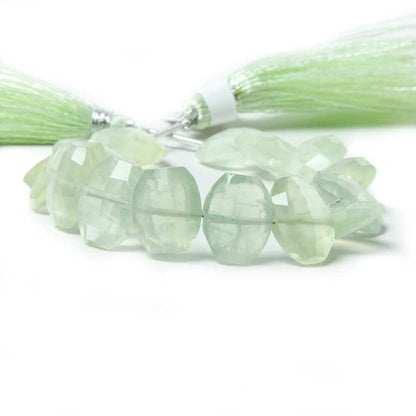11x9-12.5x9mm Prehnite side drilled Faceted Cushion Beads 5.5 inch 16 pieces