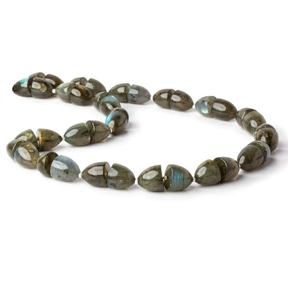 11x9-12x10mm Labradorite Center Drilled Fancy Shape beads 17 inches 18 pieces A