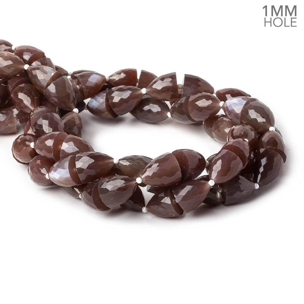 11x9-12x11mm Chocolate Moonstone straight drilled large hole Faceted Cones 30 beads AA