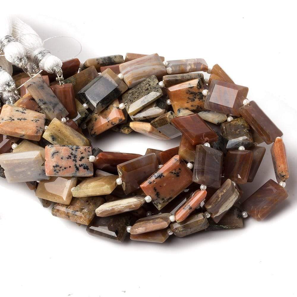 11x9-12x8mm Multi Gemstone bevel faceted rectangle beads 8 inch 14 pieces