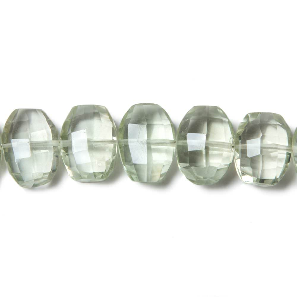 11x9-12x9mm Prasiolite side drilled Faceted Cushion Beads 6 inch 15 pieces