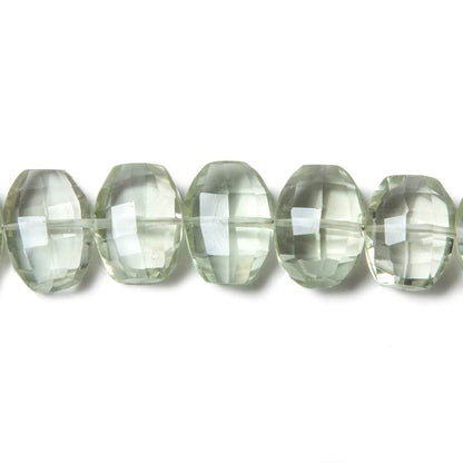 11x9-12x9mm Prasiolite side drilled Faceted Cushion Beads 6 inch 15 pieces