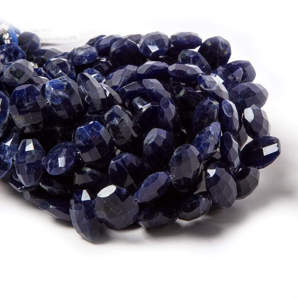 11x9-12x9mm Sodalite side drilled Faceted Cushion Beads 6 inch 17 pieces