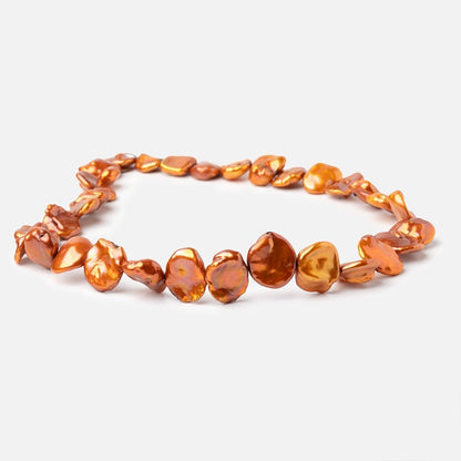 Burnt Orange Keshi Freshwater Pearls 15.5 inch 33 Beads AA