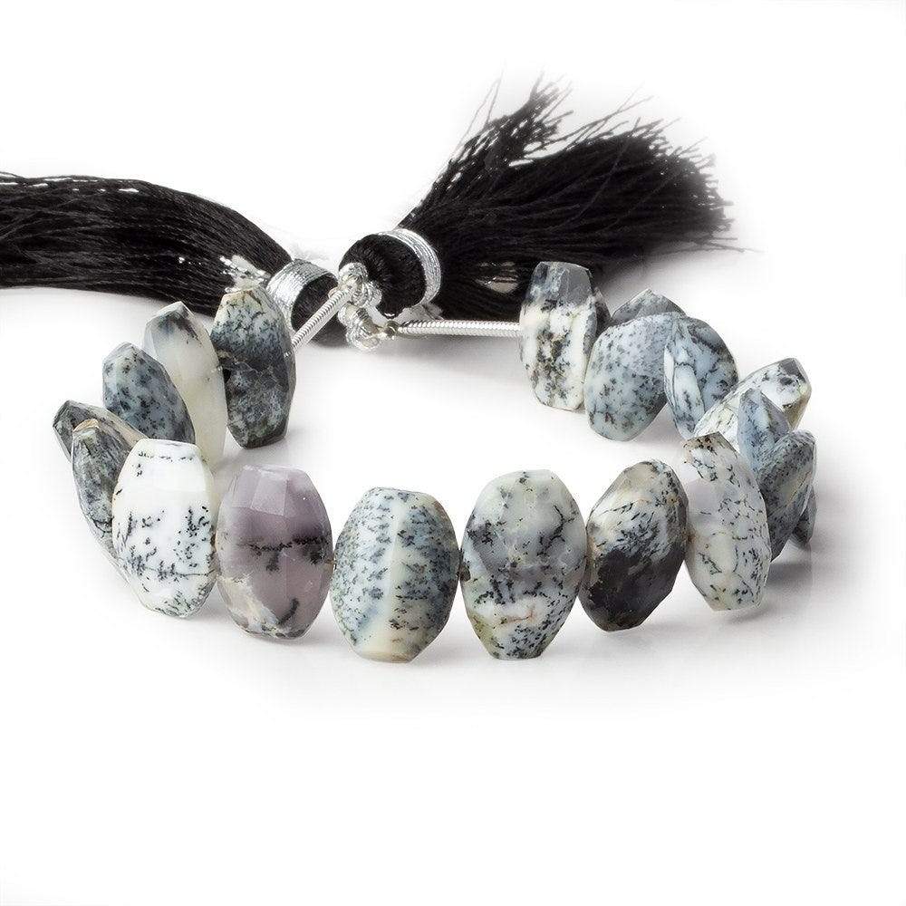 11x9-13.5x9mm Dendritic Opal Side Drilled Faceted Cushion 6 inch 15 beads